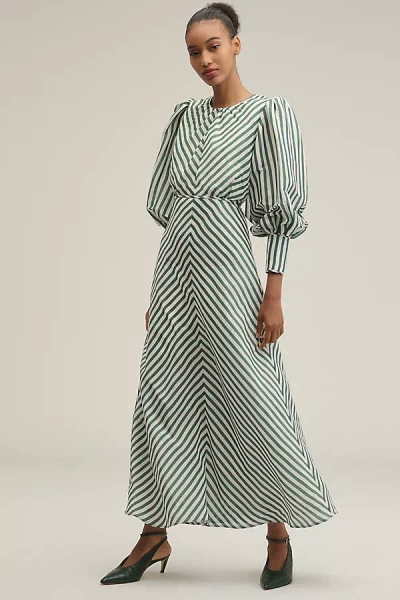 Lovaan Daisy Linen-silk Long-sleeve Maxi Dress