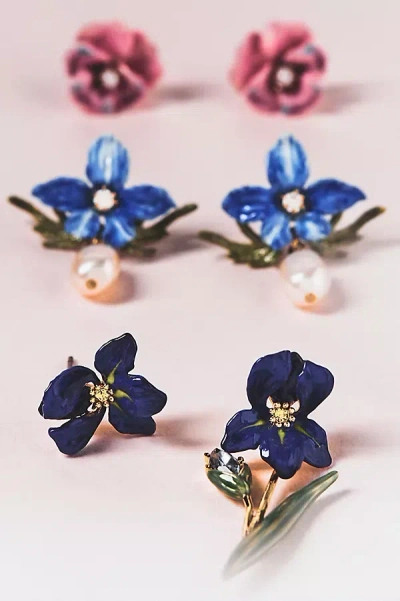 Les Nereides Les Néréides Siberian Iris Asymmetrical Post Earrings