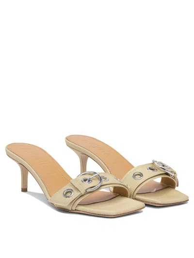Aeyde Beige Ilvy Eyelet Grosgrain Mules