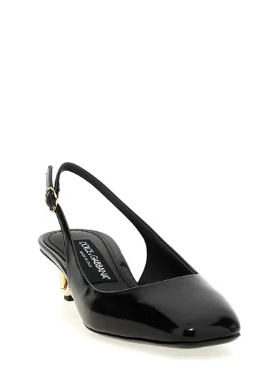 Dolce & Gabbana Black Décolleté With Dg Logo On The Heel
