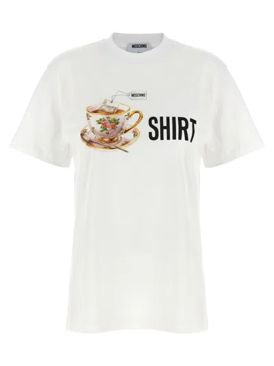Moschino Playful Cotton T-shirt With Floral Print In White
