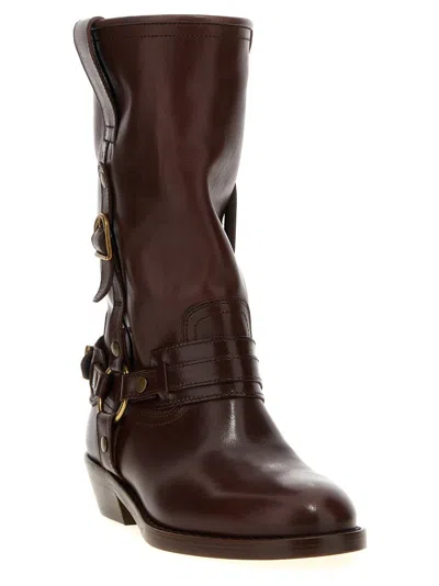 Isabel Marant 'heiko' Brown Ankle Boots With Buckle And Stud Embellishments In Brown