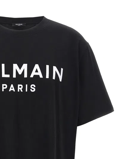 Balmain Black Crewneck T-shirt With Logo Lettering On The Front