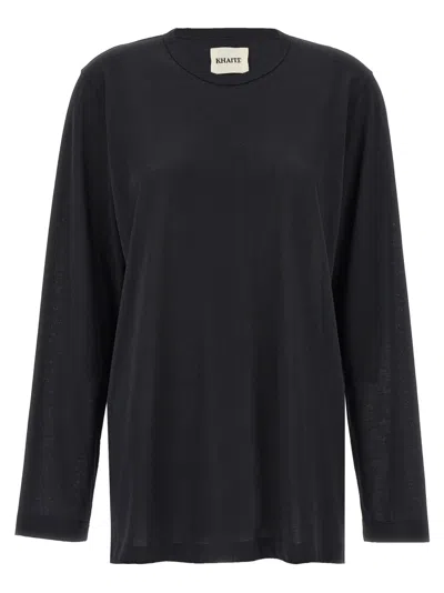Khaite Round Collar And Long-sleeved T-shirt In Black