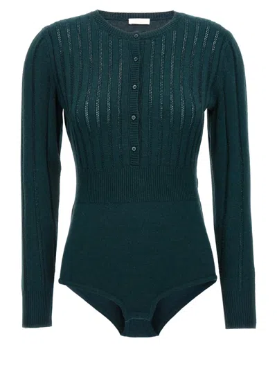 Eres Ribbed Crew Neck Bodysuit With Long Sleeves