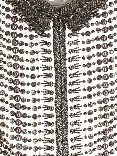 Alberta Ferretti Embellished Collar Chiffon Top In Neutral