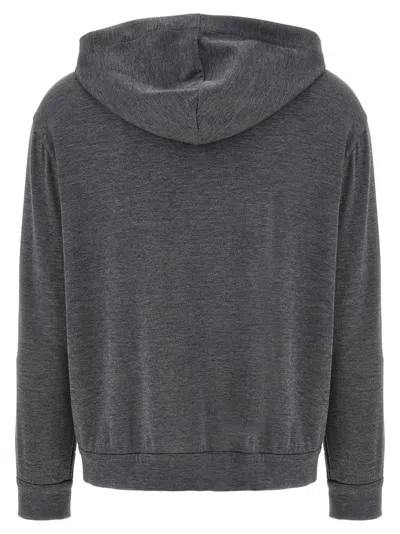 Brunello Cucinelli Precious Zipper Pull Sweatshirt Gray In Gray