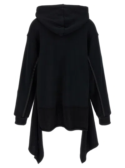 Undercover Two-material Hoodie With Asymmetrical Wool Inserts In Black