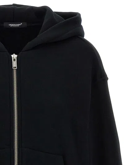 Undercover Two-material Hoodie With Asymmetrical Wool Inserts In Black