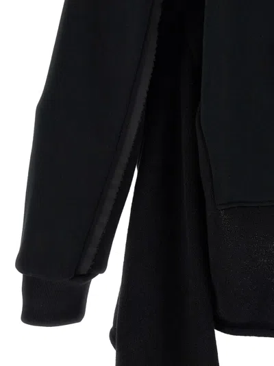 Undercover Two-material Hoodie With Asymmetrical Wool Inserts In Black