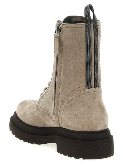 Brunello Cucinelli Suede Combat Boots Monile
