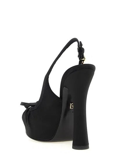 Dolce & Gabbana Satin Slingback Platform Shoes In Black