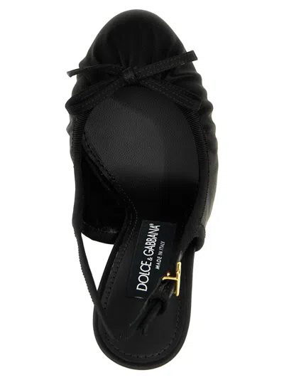 Dolce & Gabbana Satin Slingback Platform Shoes In Black