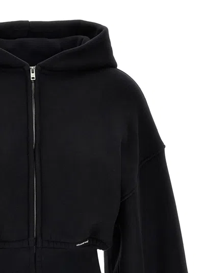 Alexander Wang T T By Alexander Wang Cropped Black Hoodie With Oversized Sleeves In Black