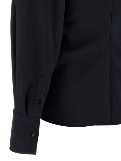 Victoria Beckham Womens Navy Twisted-neckline Textured Stretch-woven Blouse In Blue