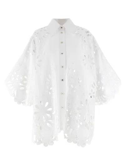 Dolce & Gabbana Cut-out Embroidery Shirt With Scalloped Hem