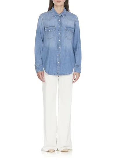 Dondup Timeless Blue Denim Shirt With Flap Pockets