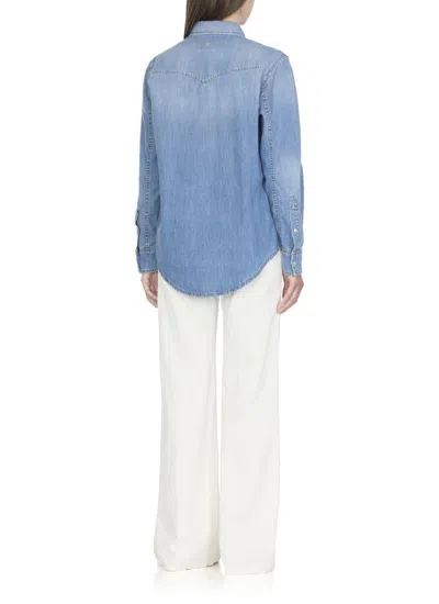Dondup Timeless Blue Denim Shirt With Flap Pockets