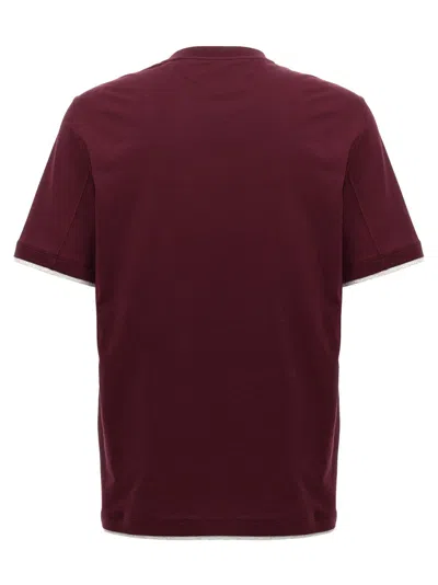 Brunello Cucinelli Double Layer T-shirt In Brown