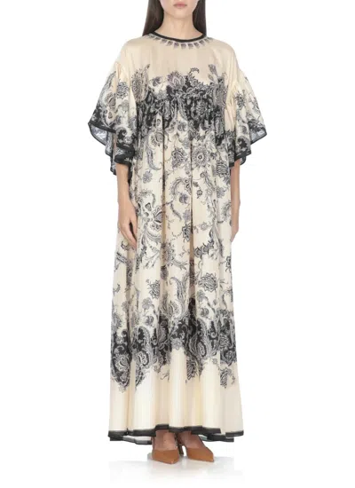 Zimmermann Cream Floral Habotai Silk Rhiannon Maxi Dress In Multi