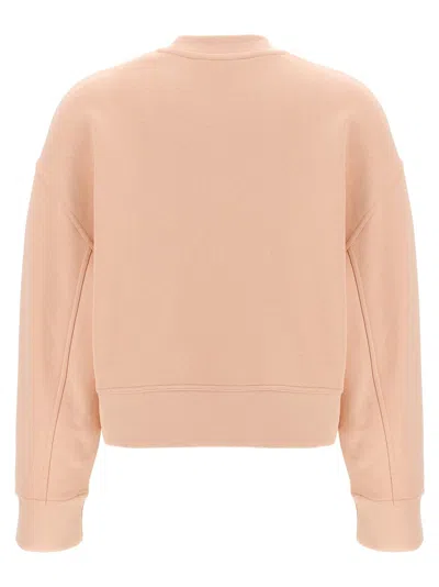 Moncler Cotton Jersey Sweatshirt With Intricate Embroidery In Pink