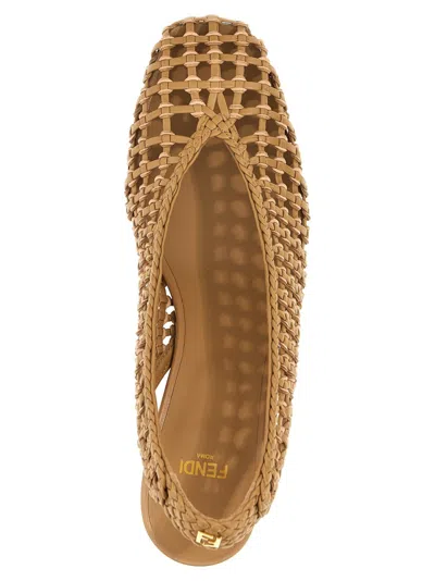 Fendi Scarpe Con Tacco In Pelle Cammello Donna