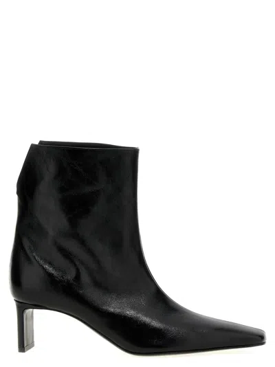 Khaite Ona Leather Stiletto Ankle Boots
