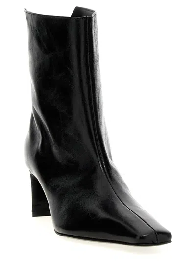 Khaite Ona Leather Stiletto Ankle Boots
