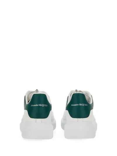 Alexander Mcqueen Leopard Sole Suede Heel Tab Leather Sneakers In White