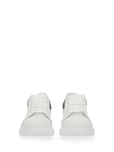 Alexander Mcqueen Leopard Sole Suede Heel Tab Leather Sneakers In White