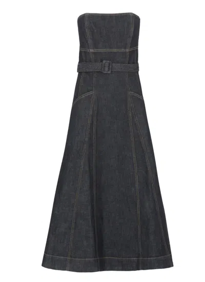 Self-portrait Indigo Denim Bandeau Midi Dress