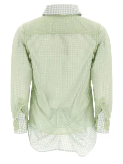 Maison Margiela Layered Shirt With Collar And Ruffles In Green