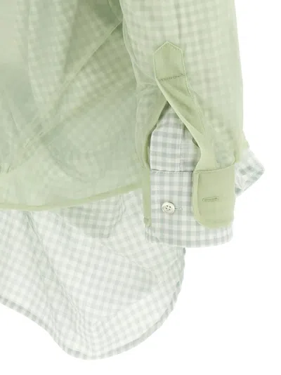 Maison Margiela Layered Shirt With Collar And Ruffles In Green
