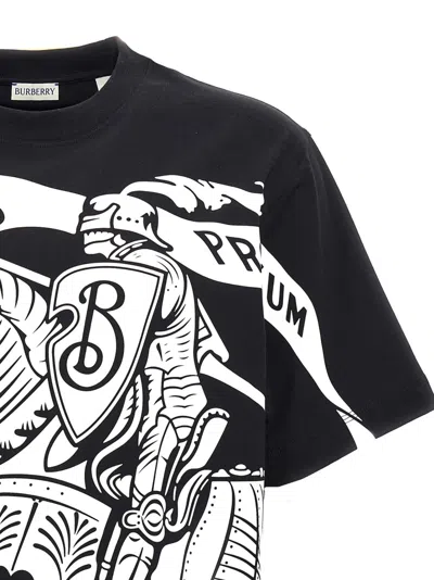Burberry Black T-shirt With Contrasting Equestrian Knight Print In Cotton Man In Black