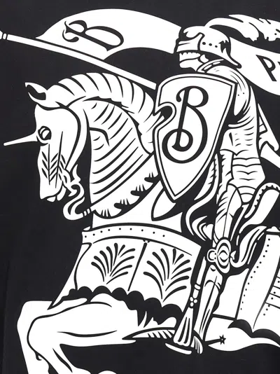 Burberry Black T-shirt With Contrasting Equestrian Knight Print In Cotton Man In Black
