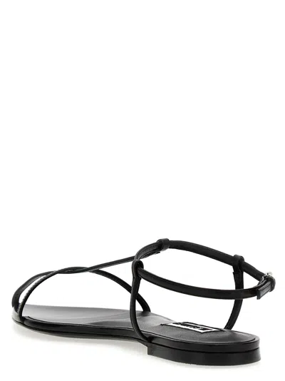 Jil Sander Black Sandals With Ankle Buckle Closure In Leather Woman