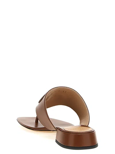 Valentino Garavani Women Caramel Leather Vlogo Thong