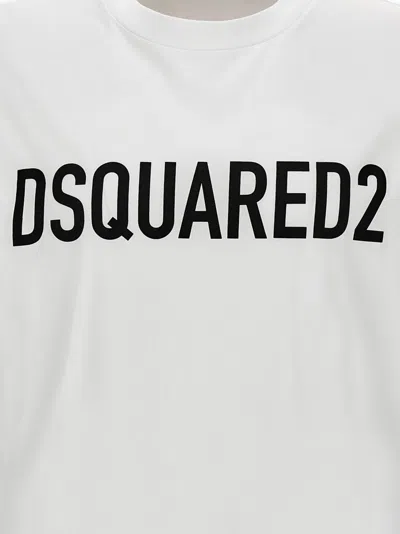 Dsquared2 Solid Color Cool Fit Crew-neck T-shirt With Printed Logo In White