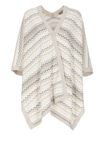 D Exterior D. Exterior Beige D'exterior Cotton Poncho In Gray