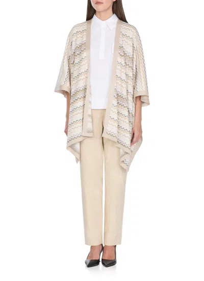 D Exterior D. Exterior Beige D'exterior Cotton Poncho In Gray