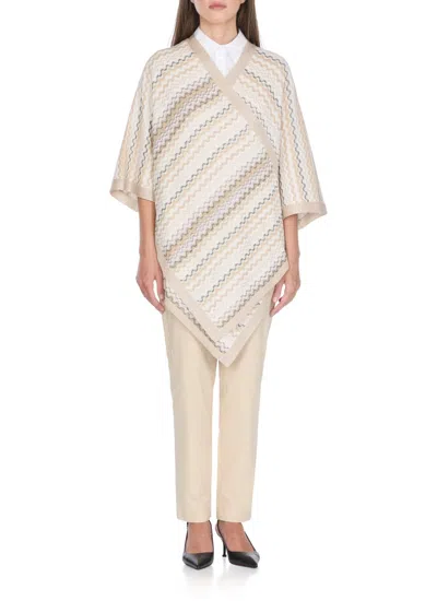 D Exterior D. Exterior Beige D'exterior Cotton Poncho In Gray
