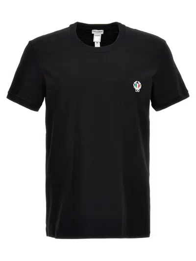 Dolce & Gabbana Crown And Laurel Patch Crewneck T-shirt In Black