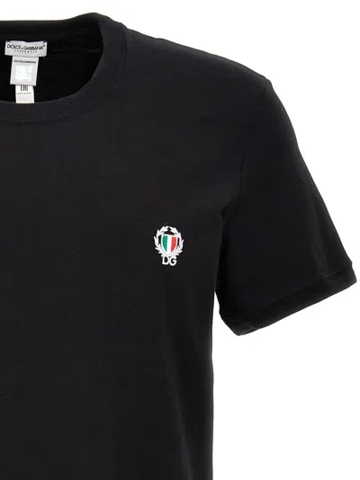 Dolce & Gabbana Crown And Laurel Patch Crewneck T-shirt In Black
