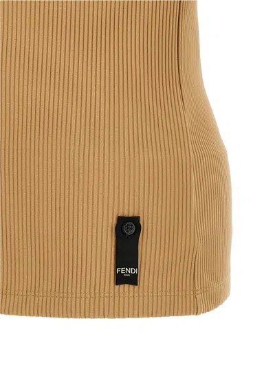 Fendi Ribbed Crew Neck Crest Tank Top