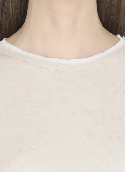 Antonelli Crew Neck Cotton T-shirt With Contrasting Details In Neutral