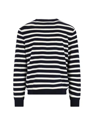 Apc A.p.c. Classic Striped Knit Sweater With Round Neckline In White