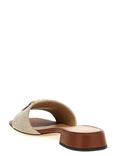 Valentino Vlogo Embellished Textured-leather And Canvas Slides