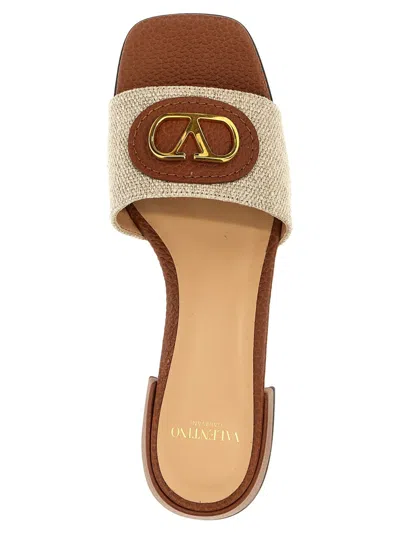 Valentino Vlogo Embellished Textured-leather And Canvas Slides
