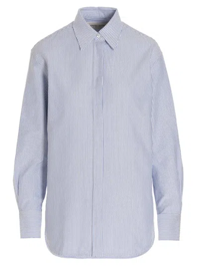 Golden Goose Striped Embroidered Shirt With Collared Cuffs In Pattern