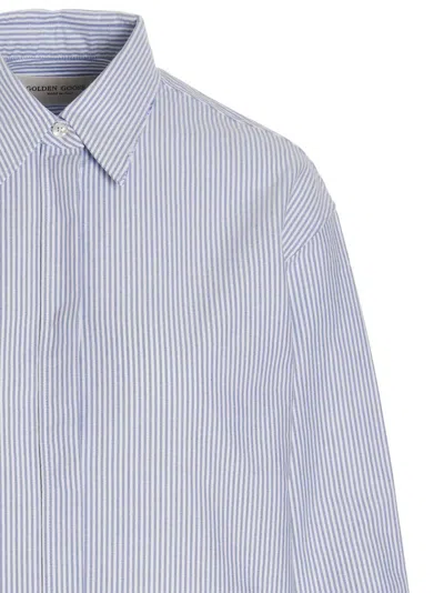 Golden Goose Striped Embroidered Shirt With Collared Cuffs In Pattern